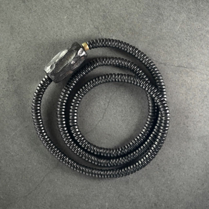 Buddha Stones Ebony Wood Copper Brass Balance Triple Wrap Bracelet - image 1