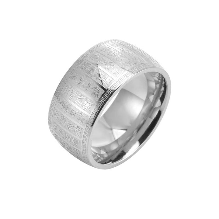 Buddha Stones Chinese Characters Engraved Pattern Titanium Steel Balance Ring - image 6