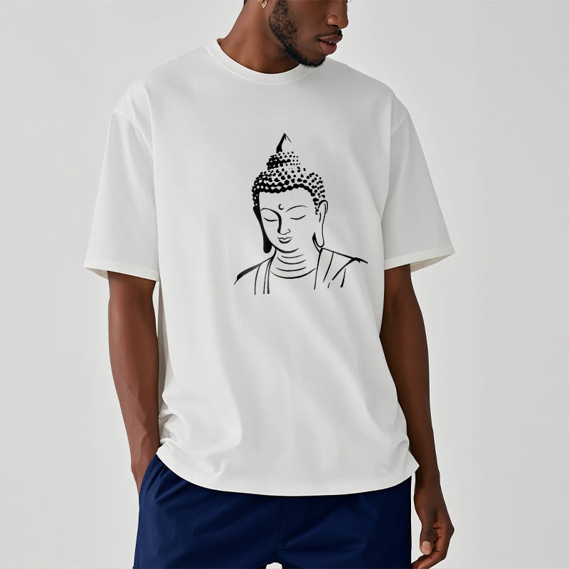 Buddha Stones Buddha Head Pattern Cotton Tee T-shirt - image 4