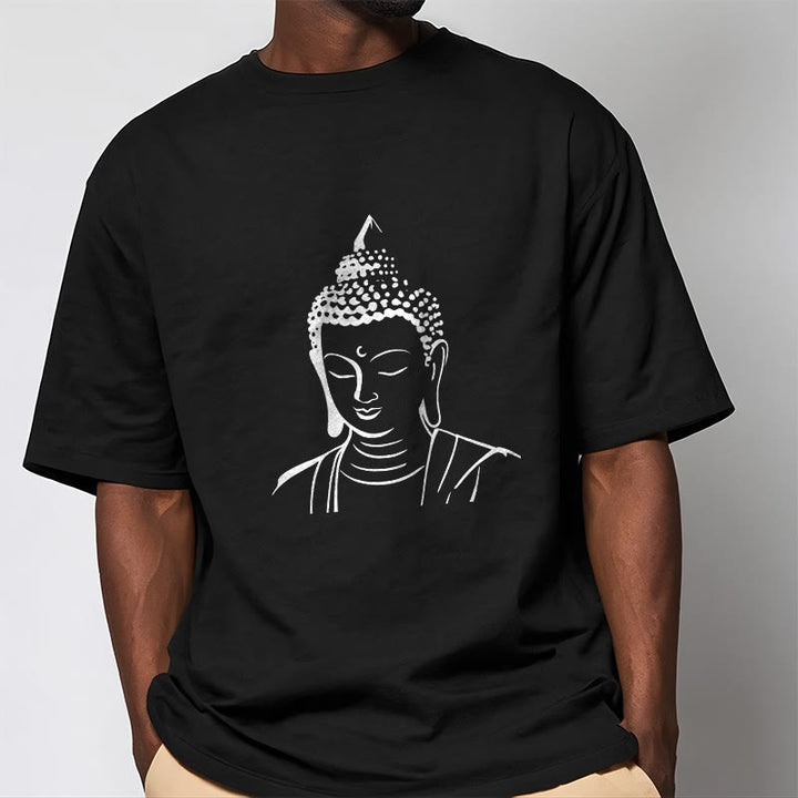 Buddha Stones Buddha Head Pattern Cotton Tee T-shirt - image 11