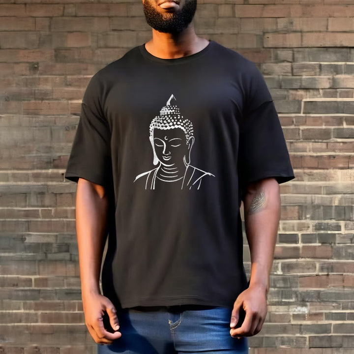 Buddha Stones Buddha Head Pattern Cotton Tee T-shirt - image 12