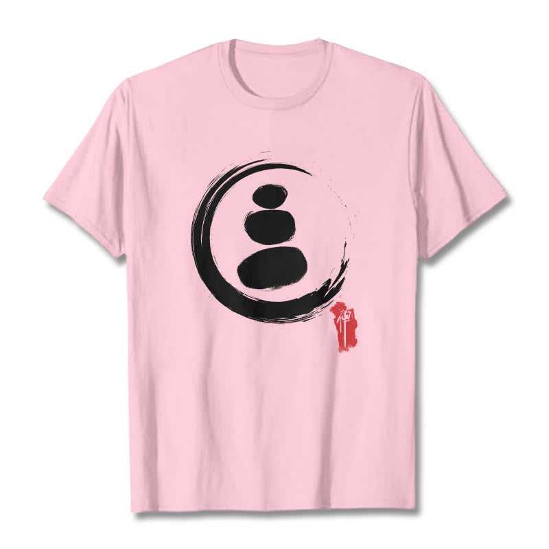 Buddha Stones Zen Circles Cotton Tee T-shirt - Light Pink - 2XL - image 12