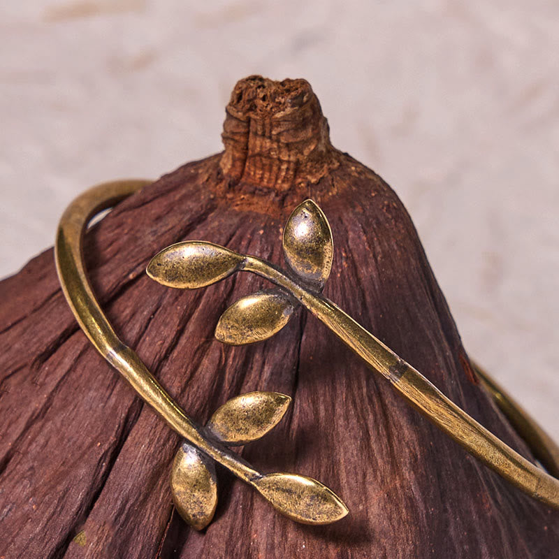 Buddha Stones Lucky Clover Copper Brass Healing Bracelet Bangle - image 3