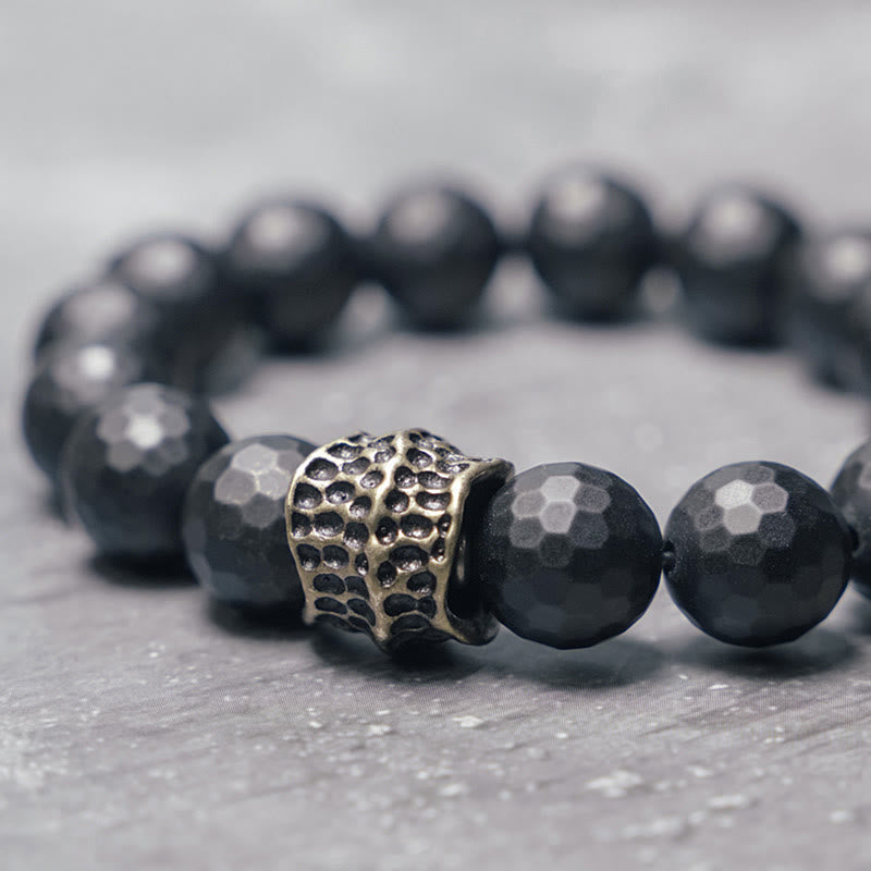 Buddha Stones Matte Frosting Black Onyx Copper Brass Protection Bracelet - image 1