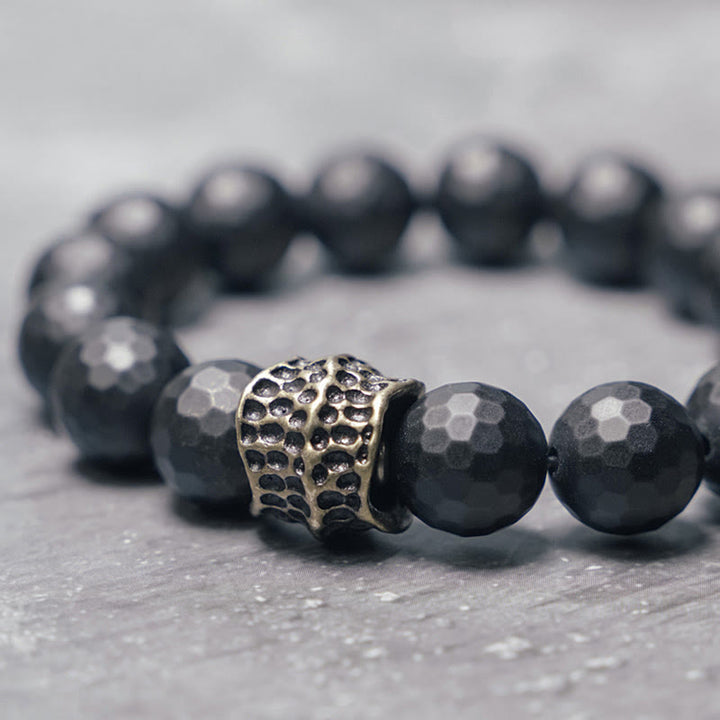 Buddha Stones Matte Frosting Black Onyx Copper Brass Protection Bracelet - image 1