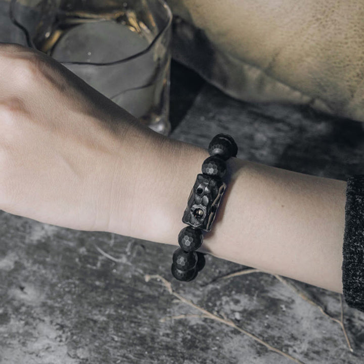 Buddha Stones Matte Frosted Surface Black Onyx Ebony Protection Bracelet - image 4