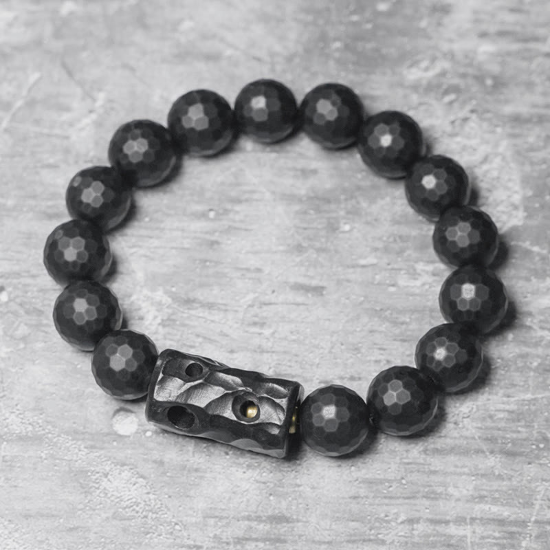 Buddha Stones Matte Frosted Surface Black Onyx Ebony Protection Bracelet - Black Onyx Ebony(Wrist Circumference: 17-17.6cm) - image 0
