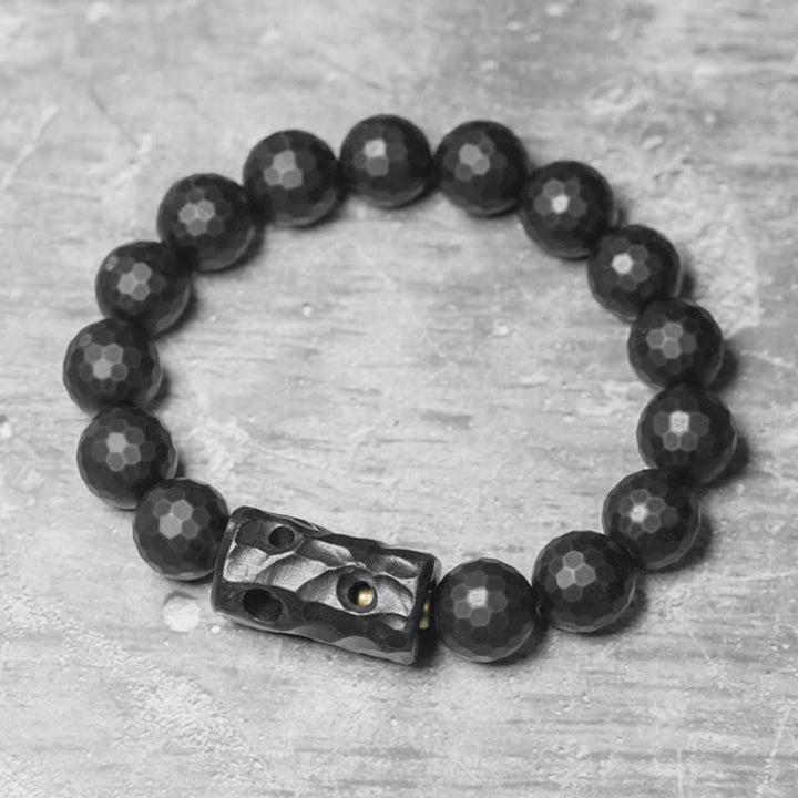 Buddha Stones Matte Frosted Surface Black Onyx Ebony Protection Bracelet - Black Onyx Ebony(Wrist Circumference: 17-17.6cm) - image 0