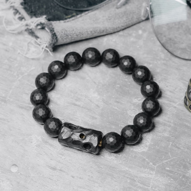 Buddha Stones Matte Frosted Surface Black Onyx Ebony Protection Bracelet - image 1