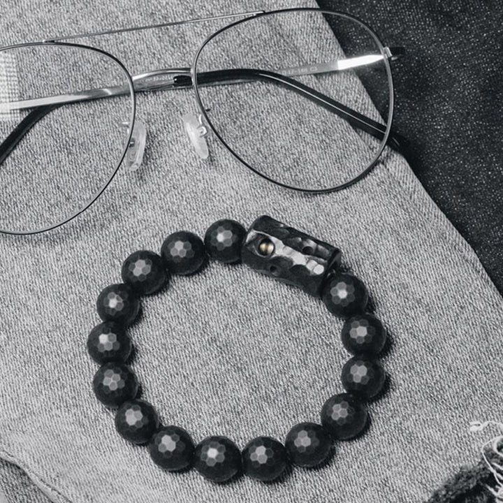 Buddha Stones Matte Frosted Surface Black Onyx Ebony Protection Bracelet - image 2