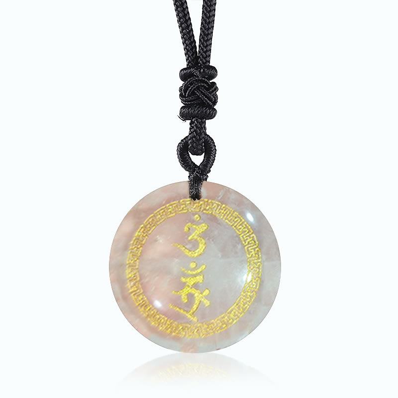Buddha Stones Surrounding Protection Mantra Natural Various Crystal Black Obsidian Fulfilment Necklace Pendant - White Agate - image 5