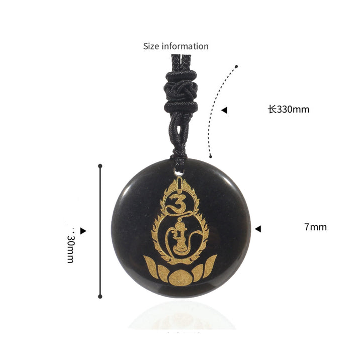 Buddha Stones Gourd Lotus Pedestal Pattern Vajra Protection Mantra Natural Various Crystal Black Obsidian Fulfilment Necklace Pendant - image 1