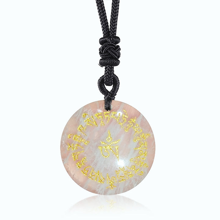 Buddha Stones Fortune-gathering Mantra Natural Various Crystal Black Obsidian Fulfilment Necklace Pendant - White Agate - image 5
