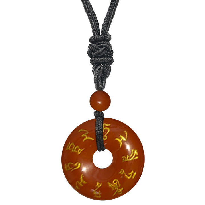Buddha Stones Green Tara Mantra Natural Various Crystal Black Obsidian Fulfilment Necklace Pendant - Red Jasper - image 7