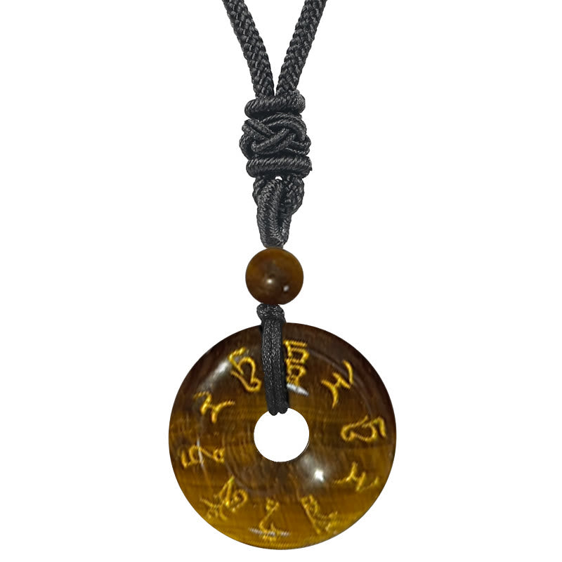 Buddha Stones Green Tara Mantra Natural Various Crystal Black Obsidian Fulfilment Necklace Pendant - Tiger Eye - image 10