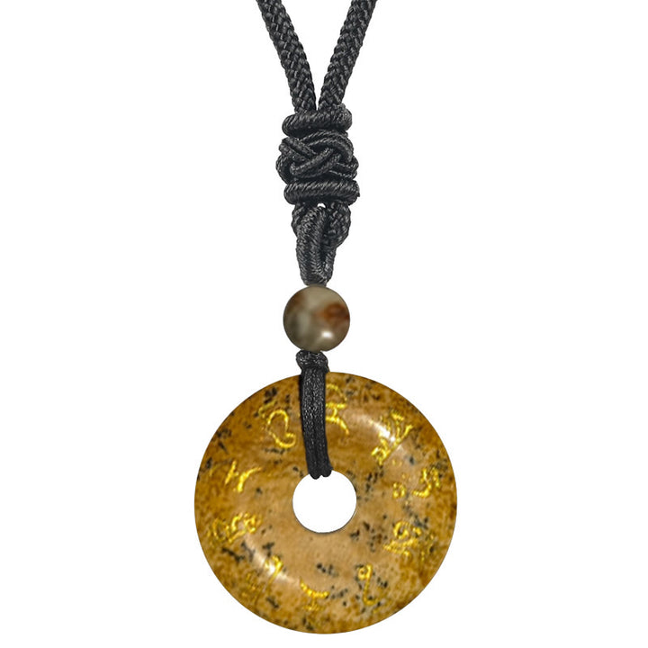Buddha Stones Green Tara Mantra Natural Various Crystal Black Obsidian Fulfilment Necklace Pendant - Picture Jasper - image 18
