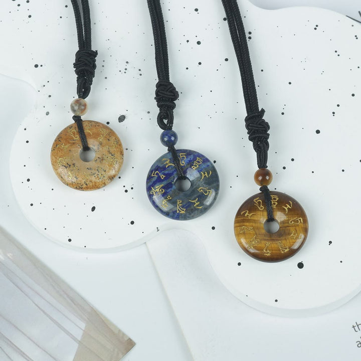 Buddha Stones Green Tara Mantra Natural Various Crystal Black Obsidian Fulfilment Necklace Pendant - image 20