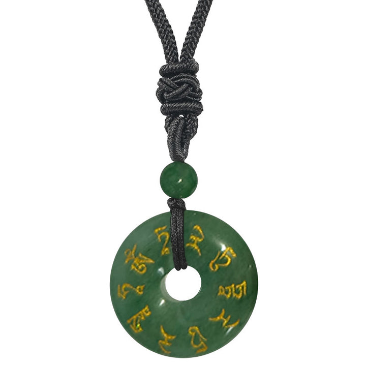 Buddha Stones Green Tara Mantra Natural Various Crystal Black Obsidian Fulfilment Necklace Pendant - Green Aventurine - image 12