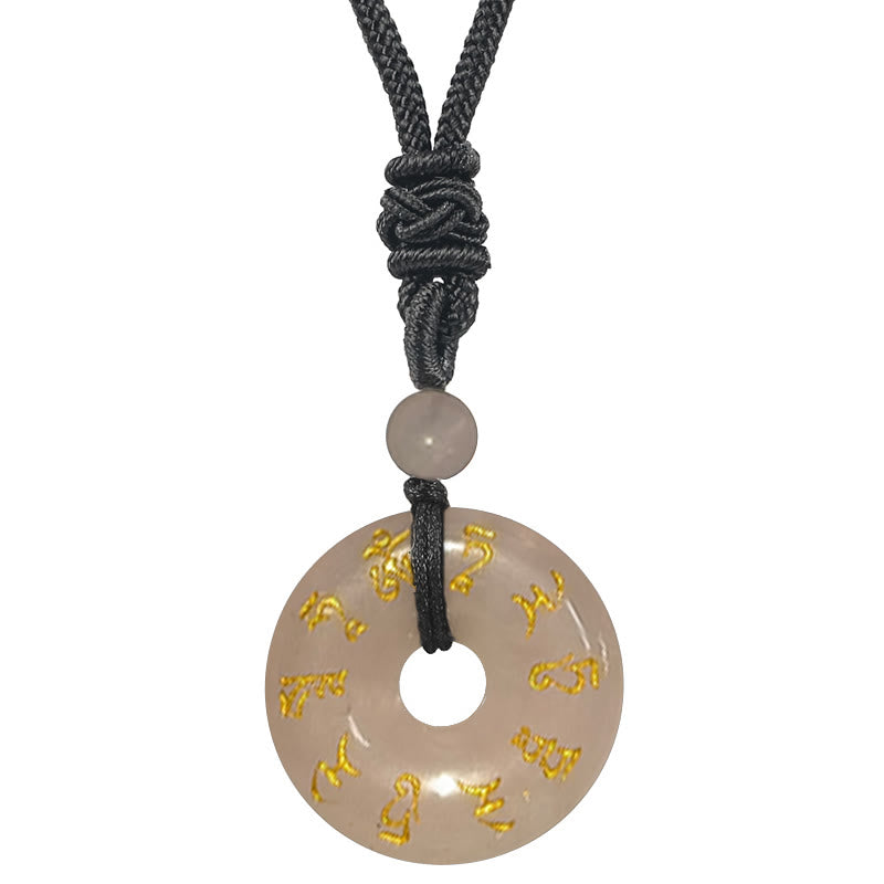 Buddha Stones Green Tara Mantra Natural Various Crystal Black Obsidian Fulfilment Necklace Pendant - Rose Quartz - image 5