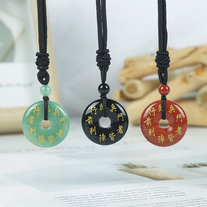 Buddha Stones Green Tara Mantra Natural Various Crystal Black Obsidian Fulfilment Necklace Pendant - image 0