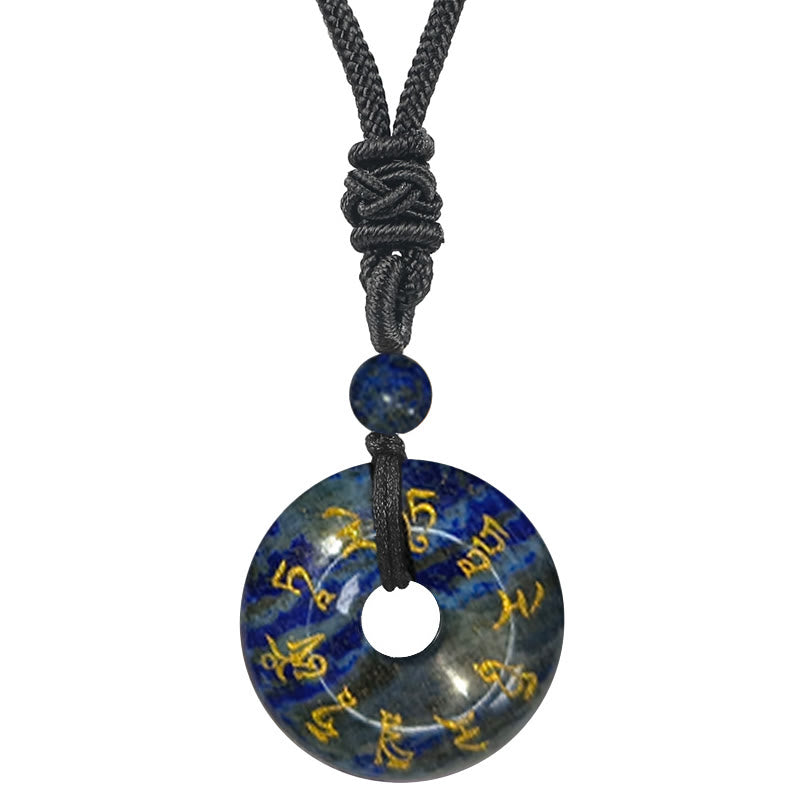 Buddha Stones Green Tara Mantra Natural Various Crystal Black Obsidian Fulfilment Necklace Pendant - Lazurite - image 14