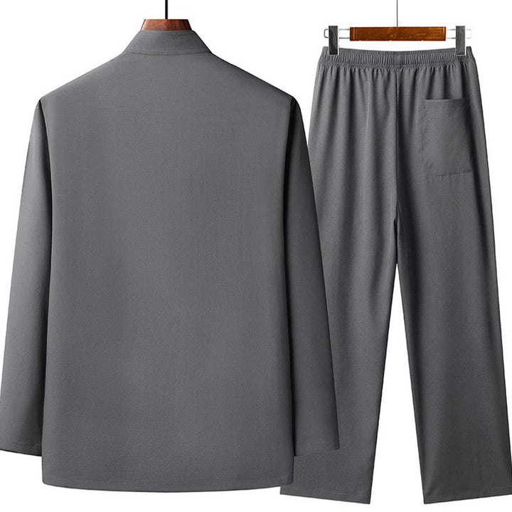 Buddha Stones Chinese New Year Embroidered Fu Tang Suit Hanfu Long Sleeve Top Pants Clothing Men's Set - image 5