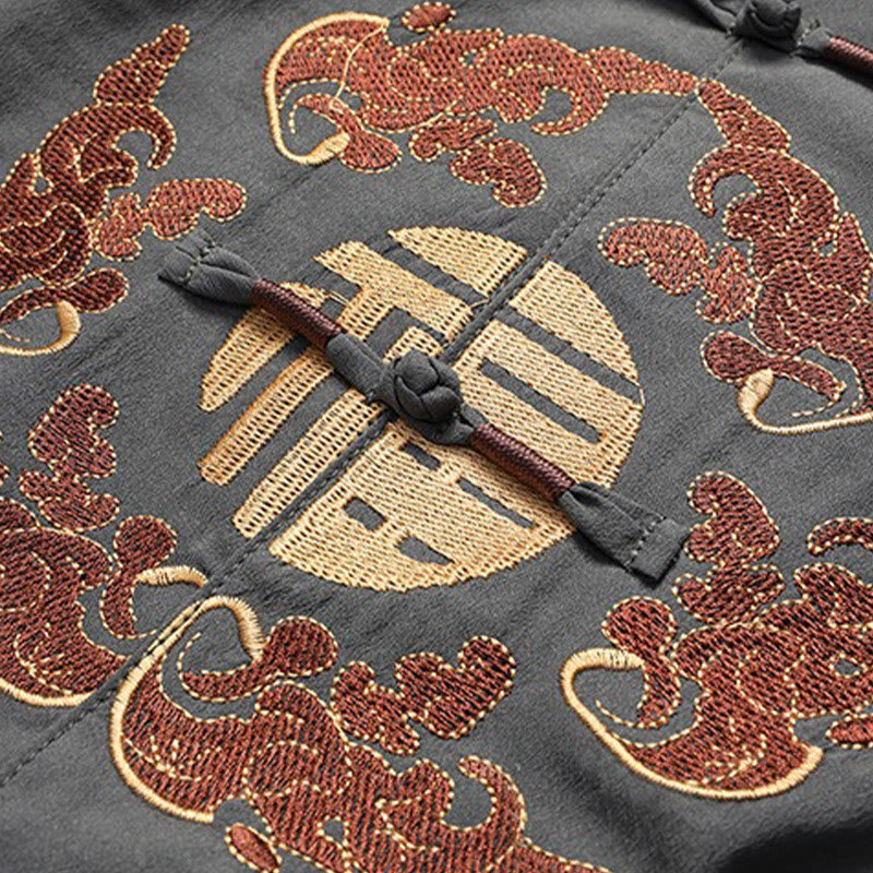 Buddha Stones Chinese New Year Embroidered Fu Tang Suit Hanfu Long Sleeve Top Pants Clothing Men's Set - image 8