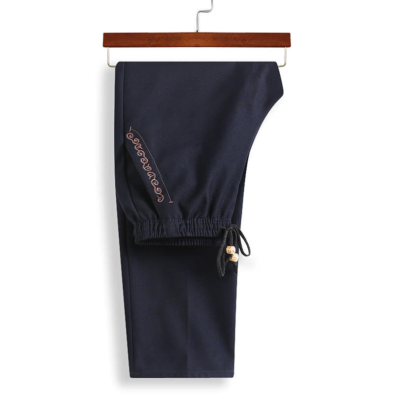 Buddha Stones Chinese New Year Embroidered Tang Suit Hanfu Traditional Uniform Long Sleeve Top Pants Clothing Men's Set - image 3