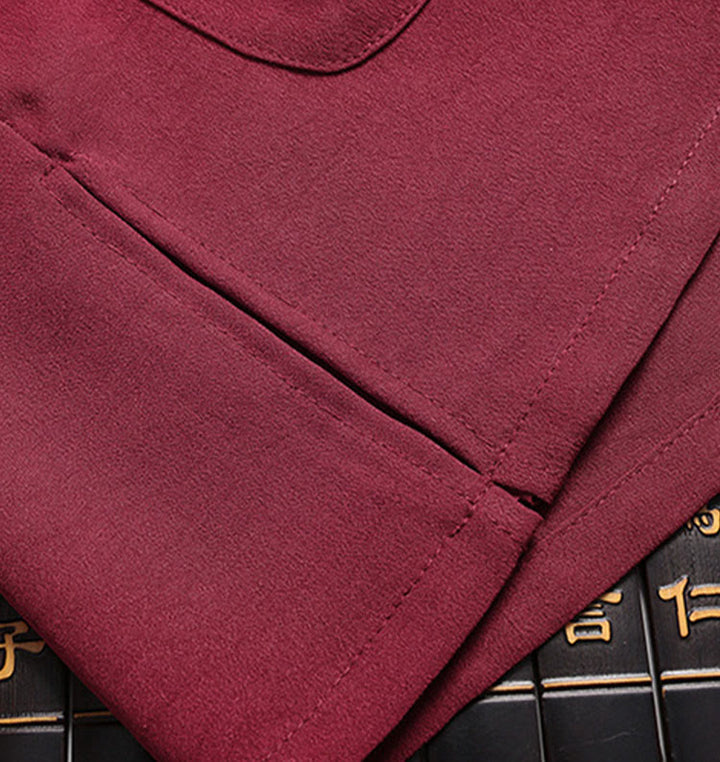 Buddha Stones Chinese New Year Embroidered Dragon Frog-button Tang Suit Hanfu Long Sleeve Top Pants Clothing Men's Set - image 6