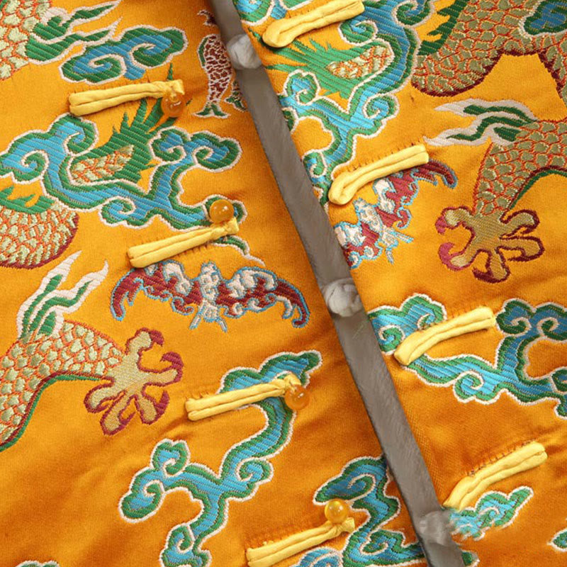 Buddha Stones Chinese New Year Dragon Embroidery Auspicious Clouds Frog-button Tang Suit Men's Jacket Shirt - image 5