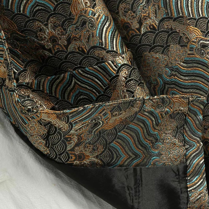 Buddha Stones Chinese New Year Jacquard Damask Seawater Pattern Frog-button Tang Suit Men's Jacket Shirt With Pockets - image 13