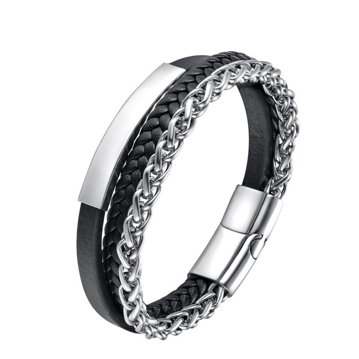 Buddha Stones Multi-layered Titanium Steel Calm Leather Buckle Bracelet - image 8