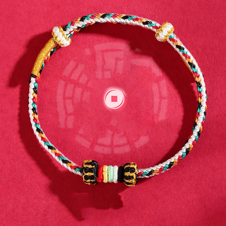 Buddha Stones Five Elements Colorful String Completeness Knot Reef Knot Braid Luck Bracelet - image 7