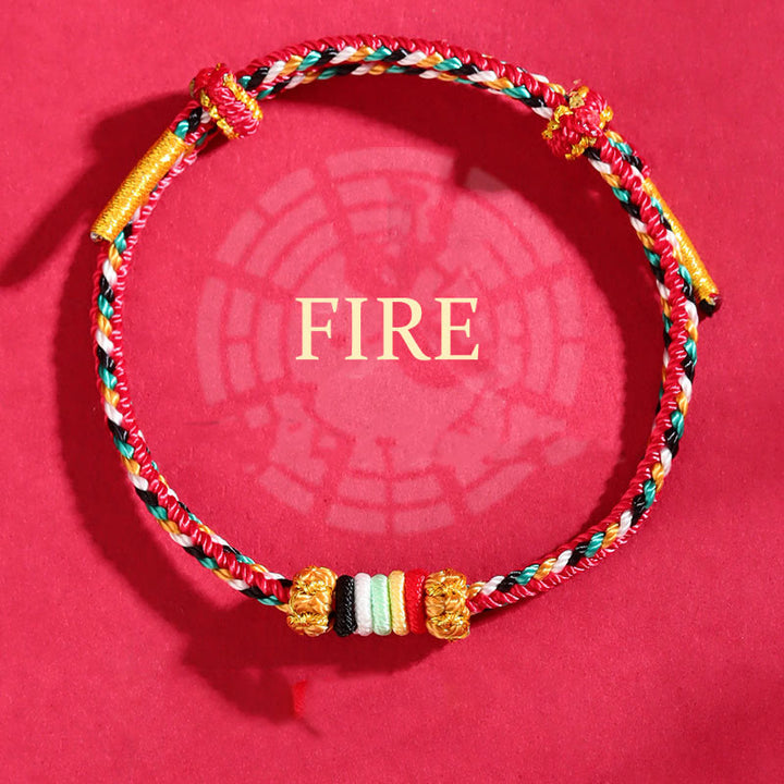 Buddha Stones Five Elements Colorful String Completeness Knot Reef Knot Braid Luck Bracelet - Fire(Wrist Circumference: 14-17cm) - image 13