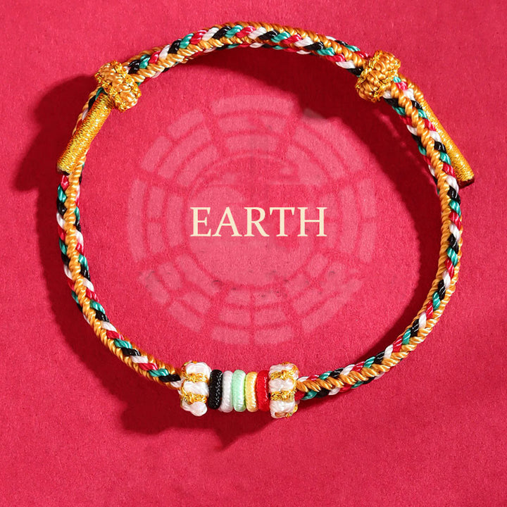 Buddha Stones Five Elements Colorful String Completeness Knot Reef Knot Braid Luck Bracelet - Earth(Wrist Circumference: 14-17cm) - image 3