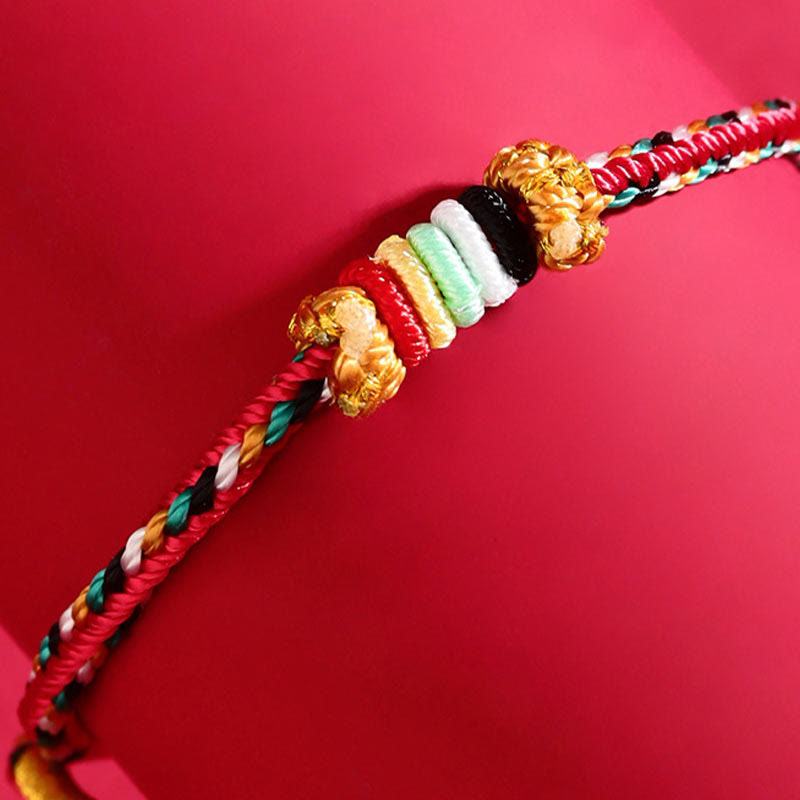 Buddha Stones Five Elements Colorful String Completeness Knot Reef Knot Braid Luck Bracelet - image 15
