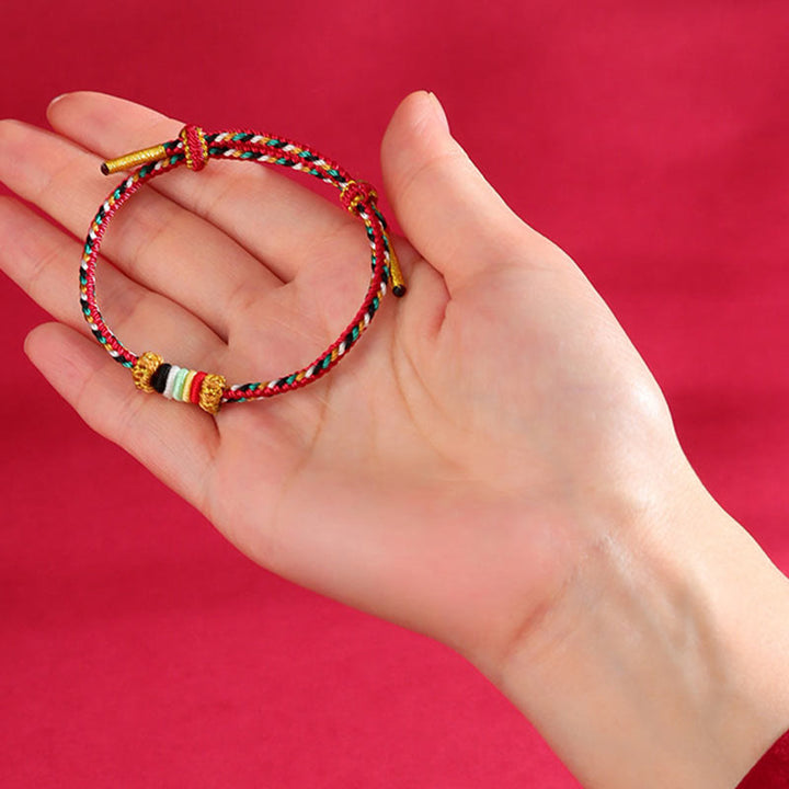 Buddha Stones Five Elements Colorful String Completeness Knot Reef Knot Braid Luck Bracelet - image 16