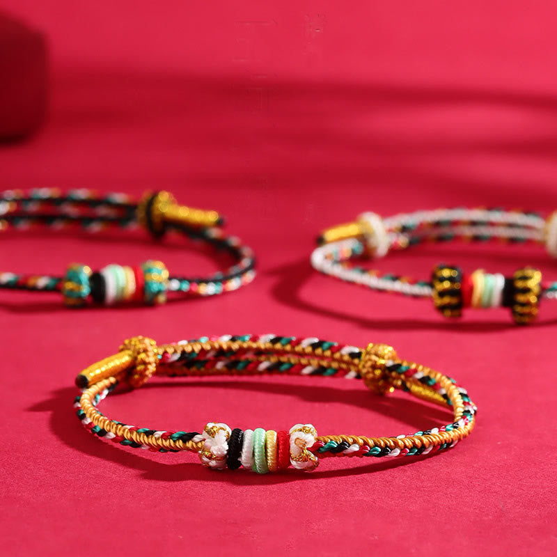 Buddha Stones Five Elements Colorful String Completeness Knot Reef Knot Braid Luck Bracelet - image 1