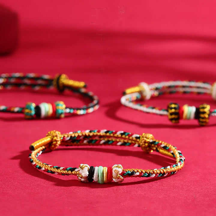 Buddha Stones Five Elements Colorful String Completeness Knot Reef Knot Braid Luck Bracelet - image 1