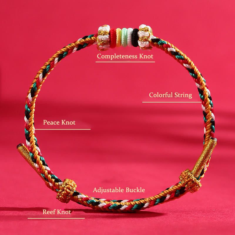 Buddha Stones Five Elements Colorful String Completeness Knot Reef Knot Braid Luck Bracelet - image 2