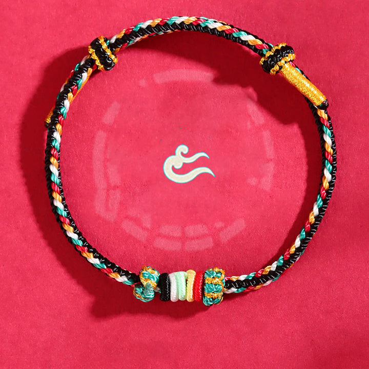 Buddha Stones Five Elements Colorful String Completeness Knot Reef Knot Braid Luck Bracelet - image 11