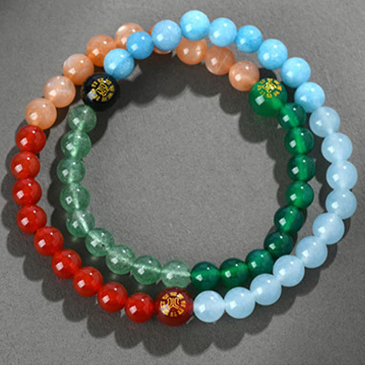 Buddha Stones Five Elements Various Crystal Agate Strawberry Quartz Wisdom Bracelet - image 20