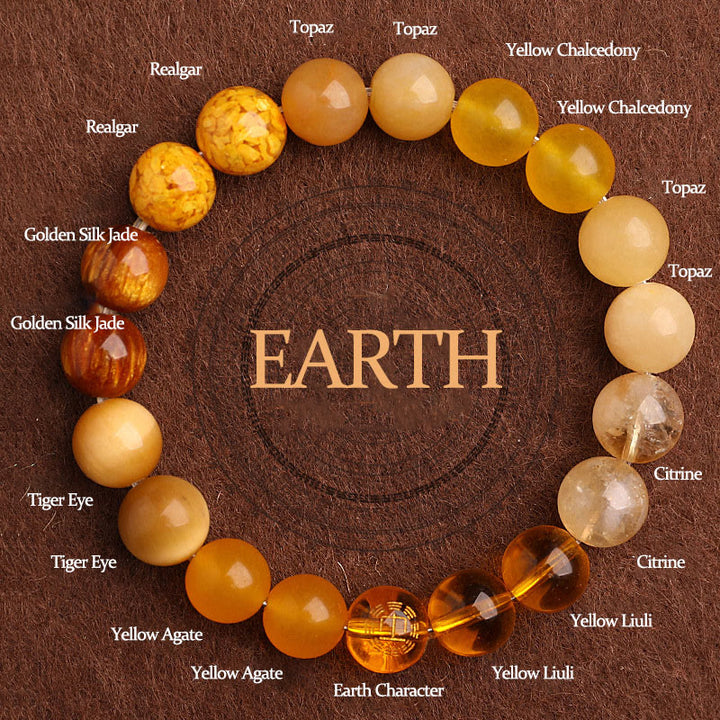 Buddha Stones Five Elements Various Agate Balance Luck Bracelet - Earth(Wrist Circumference: 14-16cm) - 10mm - image 39
