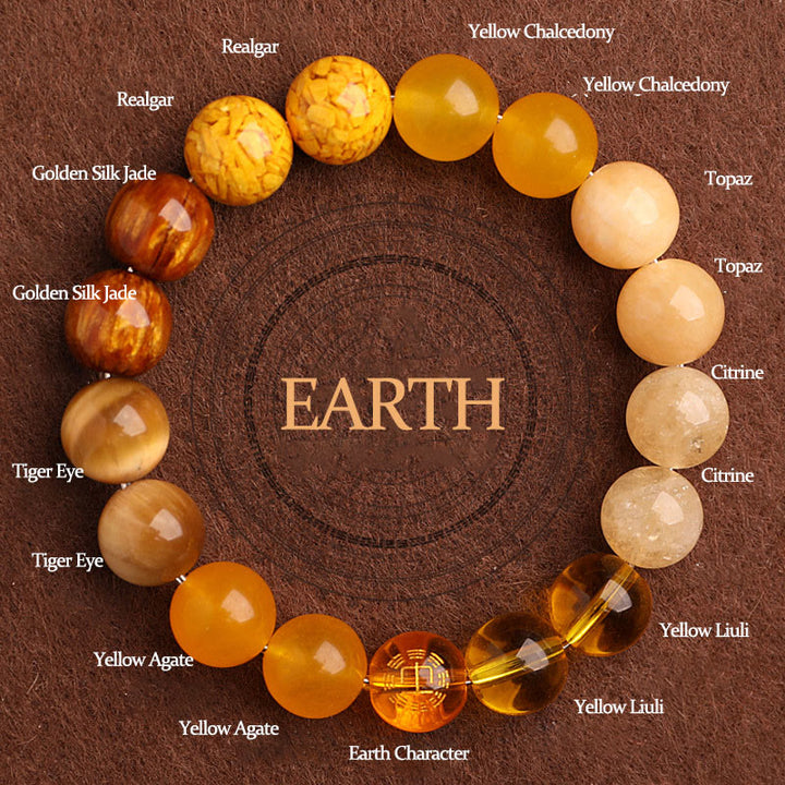 Buddha Stones Five Elements Various Agate Balance Luck Bracelet - Earth(Wrist Circumference: 14-16cm) - 12mm - image 41