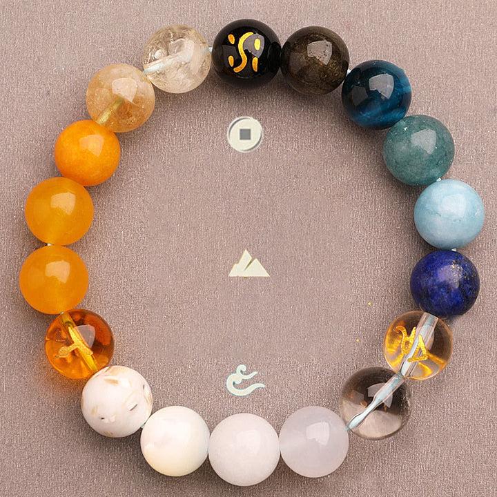 Buddha Stones Five Elements Various Agate Crystal Sun Stone Wisdom Bracelet - image 12