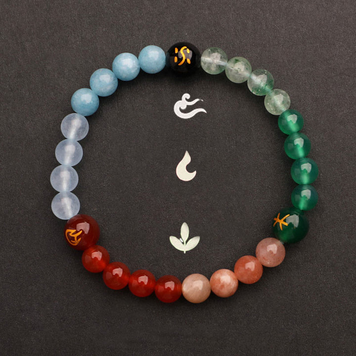 Buddha Stones Five Elements Various Agate Crystal Sun Stone Wisdom Bracelet - image 36