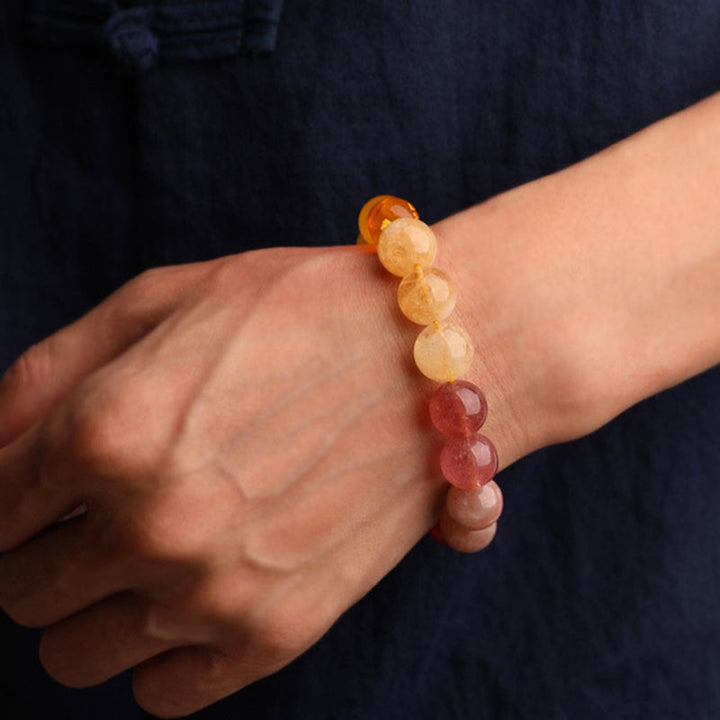 Buddha Stones Five Elements Various Agate Crystal Sun Stone Wisdom Bracelet - image 50