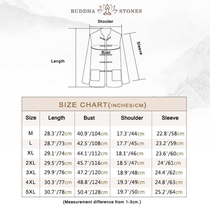 Buddha Stones Men's Tang Long Sleeve Shirt Frog Button With Pocket Stand Collar Comfort Shirt - image 4