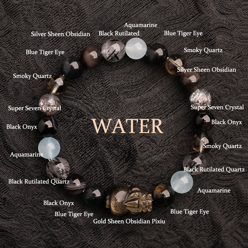 Buddha Stones Five Elements Various Agate Crystal Green Strawberry Quartz Moss Agate Green Phantom Luck Bracelet - Water(Wrist Circumference: 14-16cm) - 8mm - image 25