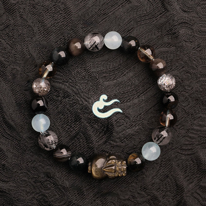 Buddha Stones Five Elements Various Agate Crystal Green Strawberry Quartz Moss Agate Green Phantom Luck Bracelet - image 26